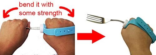 Flexible Stainless Steel Fork with Adjustable Strap 360 Degree Rotatable Eating AIDS Utensils for Disabled Patient Elder Arthritis People Handicapped (fork)