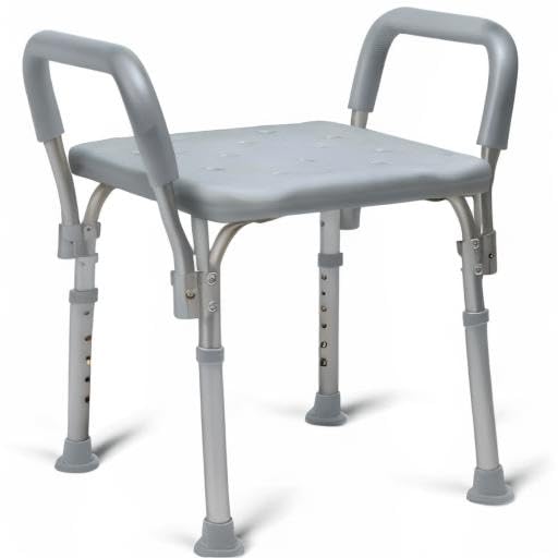 Medline Backless Shower Chair with Arms - 350 lb. Capacity, Bench, Stool, Seat for Elderly, Seniors Independent Adult and Disabled Adults