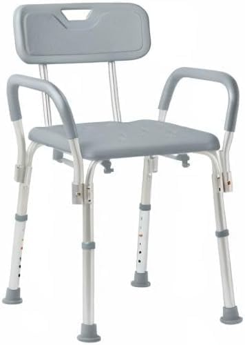 Dr. Dunley Bath Chair for Seniors, Shower Seat with Back, Suction Feet, Non-Slip Adjustable Height Shower Bench for Elderly, 350lb Weight Capacity (Removable Backrest)
