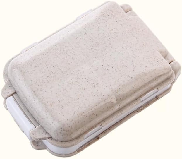 FOMIYES 2pcs Portable Wheat Straw Pill Organizer Travel Case for Daily Medication Compact Design for Easy Carrying for Seniors Go Use Beige