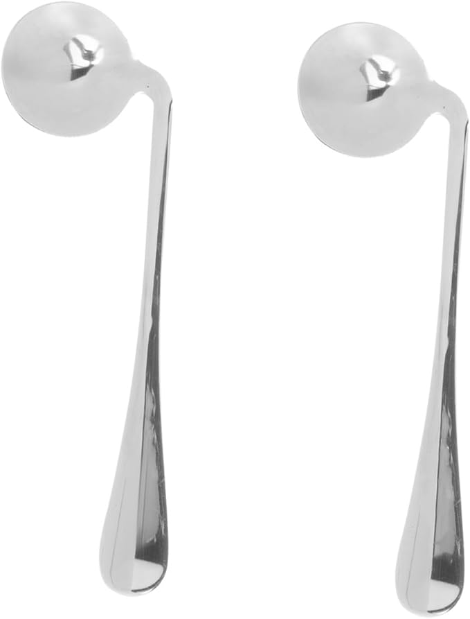 FOMIYES 2pcs Weighted Swivel Spoon for Elderly Senior Adaptive Utensils Angled Spoon for Tremor Easy-Grip Stainless Steel Fork Cutter