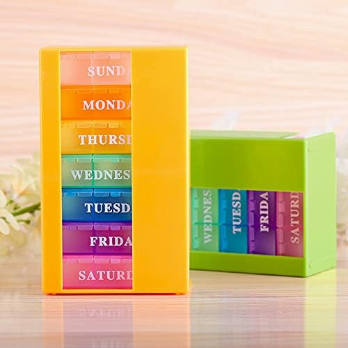 Pill Box 3 Times a Day Daily Pocket Pill Container Portable Travel Weekly Pill Organizer Stackable Pill Case for Vitamin, Fish Oils, Medication, Supplement