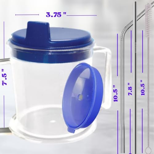 Adult sippy cups for elderly spill proof with straw Adult sippy cup for elderly spill proof | Spill proof cup | Set of 5 pcs with stainless steel straws and dishwasher