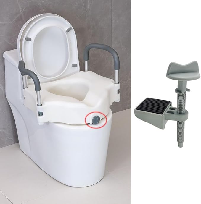 Raised Toilet Seat Lock Button Replacement Dial Knob Locks Rod Fastener for Toilet Seat Riser with Arms Elevated Bathroom Safety Extender Handicap Seniors Secure Locking Attachment