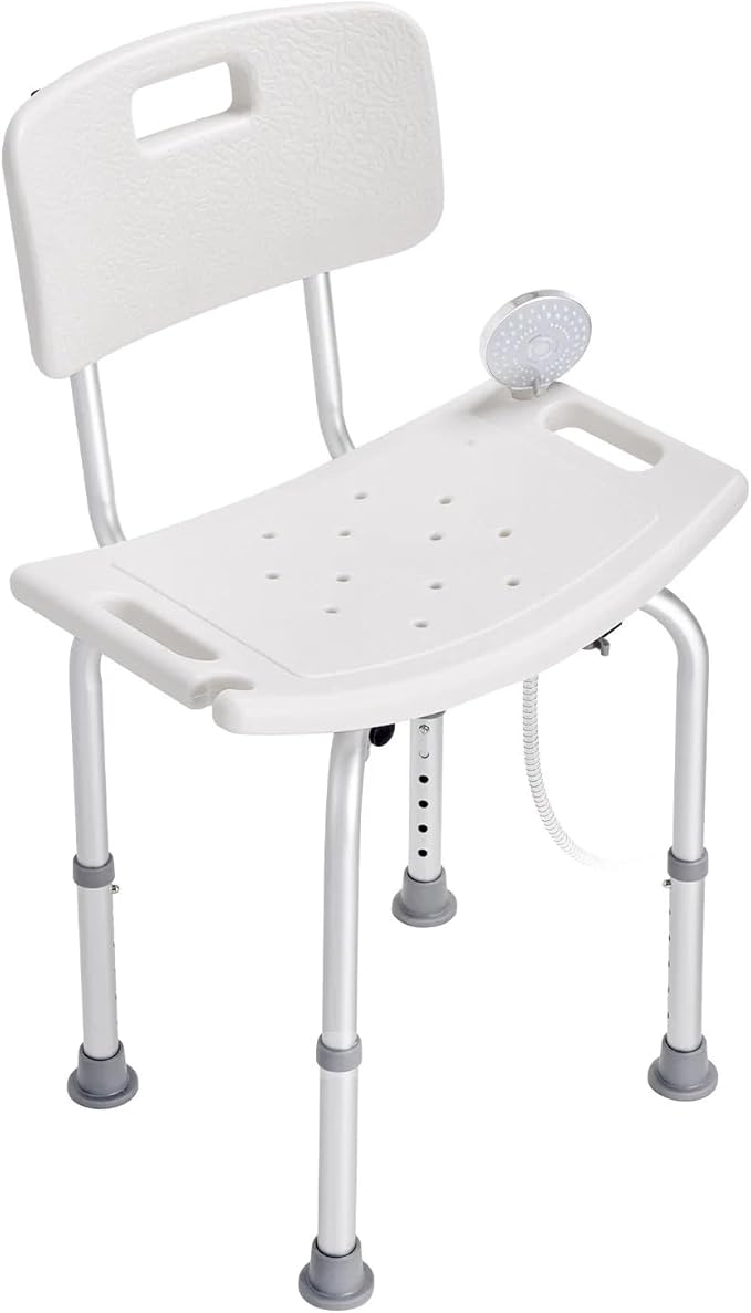 53×12in Shower Chair, Shower Seat with Back, Adjustable Height Shower Stool, Shower Chair for Inside Shower Bathtub, Non-Slip Bathroom Bench Bath Chair for Elderly Disabled Handicap, 350 lbs Capacity