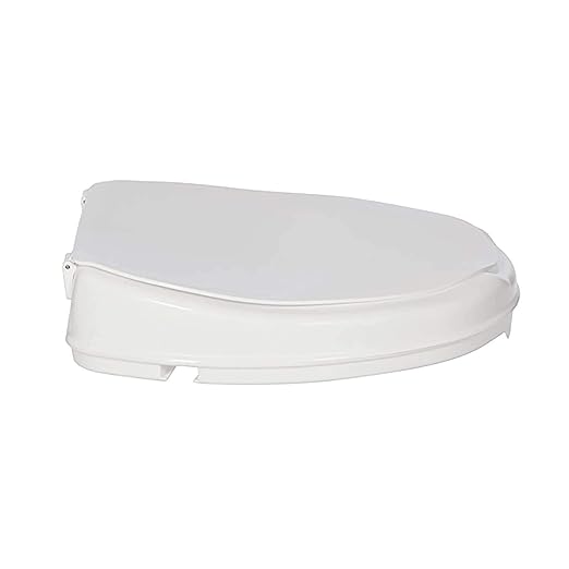 Homecraft Savanah Raised Toilet Seat with Lid, 2" Elevated Seat for Seniors, Universal Fit for Most Standard Toilets, Portable & Tool-Free, Seat Riser, Ergonomic Design, White
