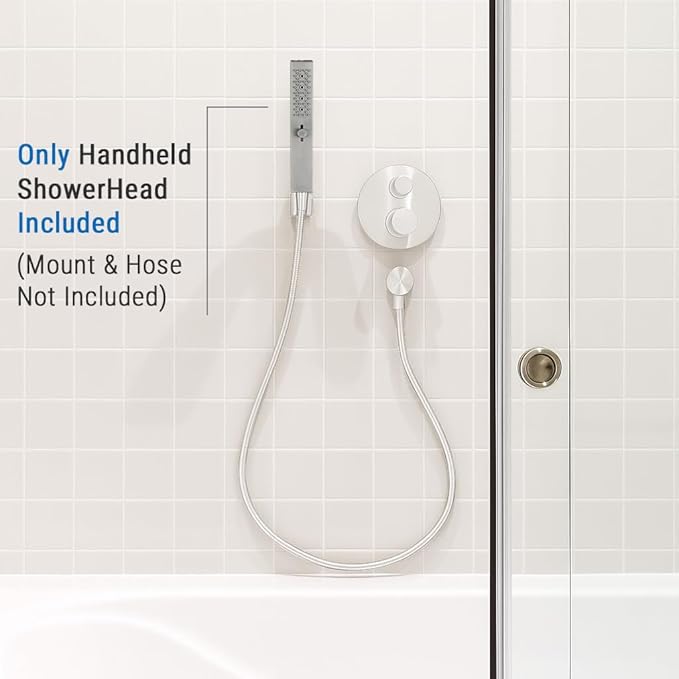 G-Promise All Metal Square 3 Function Handheld Shower Head, Easy and Quick Switch to Massage Mode, Bathroom Shower Wand Design Exquisite Luxury, 2.5 GPM, Brushed Nickel