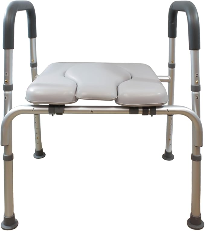 Sylvan Raised Toilet Seat with Adjustable Height, Armrests, and Non-Slip Design - Comfortable & Safe Elevation for Seniors and Individuals with Mobility Challenges