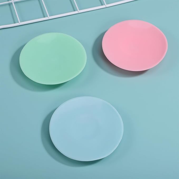 DOITOOL 3pcs Silicone Suction Plate Double Sided Suction Cups Silicone Utensil Rest Sucker Pads for Plate Silicone Grip Dish Suction Cup Plates Plate Bowl Fixing Pad Suction Pads