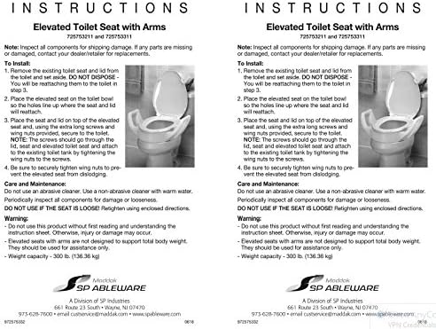 SP Ableware Maddak Bath Safe Elevated Toilet Seat with Arm (725753211), 3-1/2" Standard