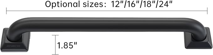 joyrain 500lb Capacity Stainless Steel Grab Bar - Heavy Duty Bathroom Safety Rail for Elderly, Anti-Slip Shower Handle, ADA Compliant (Matte Black, 16 inch)