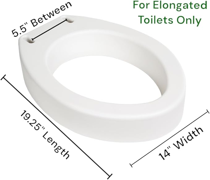 Essential Medical Supply Toilet Seat Riser for Elongated Bowl with 3.5" Rise - 19 x 14 x 3.5 Inch, Elevating and Raising Toilet Seat for Seniors, Adults and The Elderly with 300lb Weight Capacity
