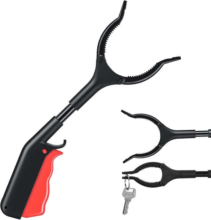 Gjinxi Pickup Sticks Reacher Tool 2 Pack 11" Telescoping Grabber with 360 Rotating Jaw & Hook, Anti-Slip Reachers and Grabbers for Seniors, Trash Picking, Surgery Recovery, Claw Grabber Pickup Tool