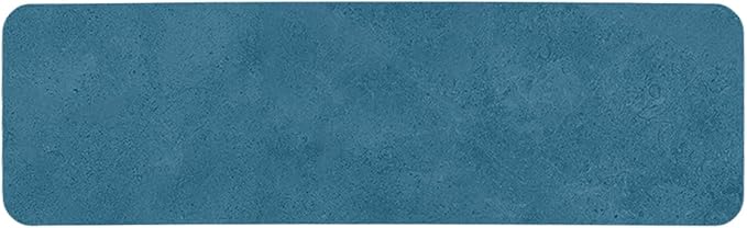 TYUU Bathroom Mat Quick Dry, Bathroom Rugs Non Slip Washable Thin Absorbent Bath Mat Fits Under Door Bathroom Floor Mat Perfect for Bath, Shower, or Sink 17"x59" Denim Blue