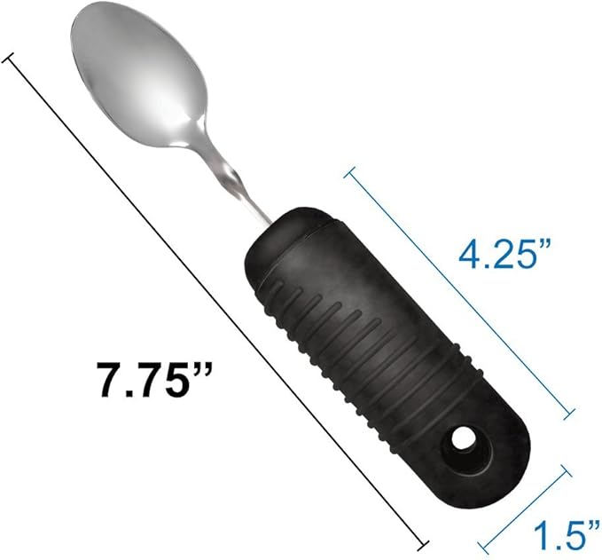 Rehabilitation Advantage Easy Grip Teaspoon with Built-up Handle, Black 3.2 Oz