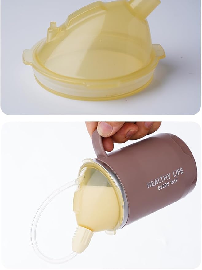 14oz Spill-Proof Cup for Elderly, Stainless Steel Thermos Sippy Cup with Straw, Ideal for Seniors and Adults, Great for Water, Milk, and Soup Health & Household Supplies (Brown)