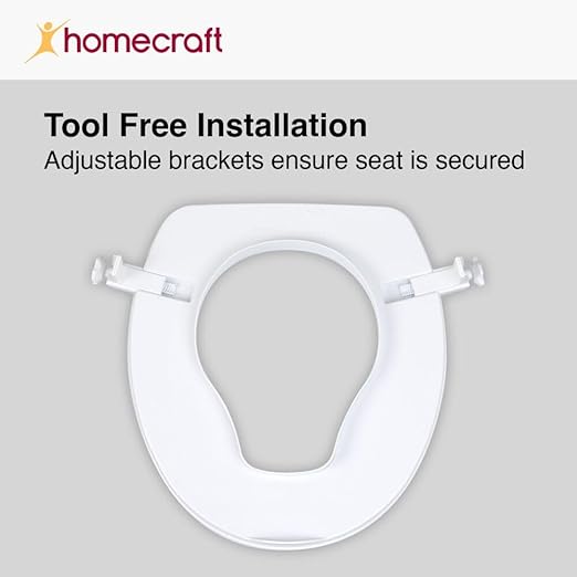 Homecraft Savanah Raised Toilet Seat, 6" High Elevated Toilet Seat Locks Onto Standard Toilets, Portable Assistance Commode Seat with Sturdy Brackets, Medical Aid for Elderly, Disabled, Limited Mobility