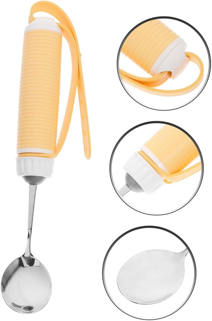 minkissy Adaptive -Shaking Spoon for Seniors Non- Stainless Steel Utensil with Swivel Design Ergonomic Eating Aid for Weak Hands Easy to Clean and Secure Grip