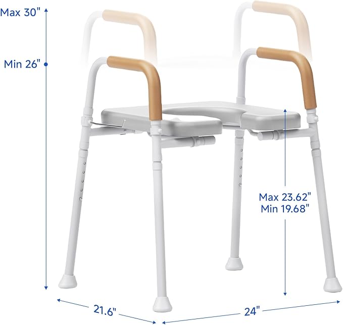 Loyoda Heavy-Duty Steel Toilet Seat Riser with Plush Memory Foam & Flip-Up Seat - Secure 350 lbs Capacity, Adjustable Height Raised Toilet Seat for Seniors,Pregnant, Disabled, Handicapped