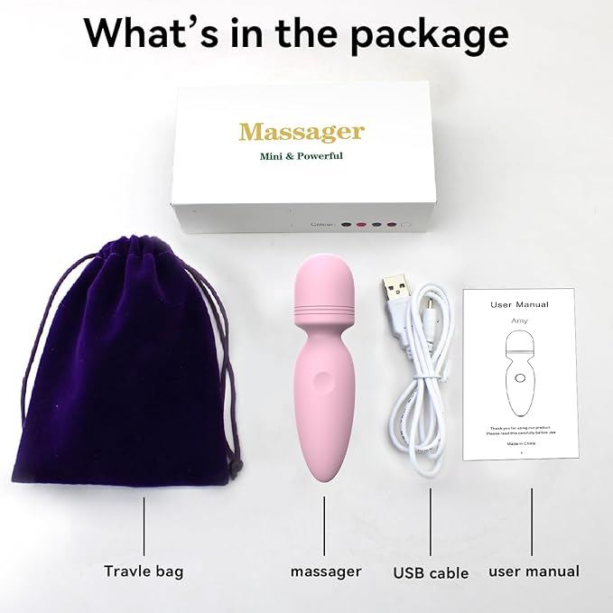 Fuwyiy Mini Massager Tools,Small Waterproof Cordless Handheld Massager with 10 Vibration Modes, Personal Handheld Massager for Back(Pink)