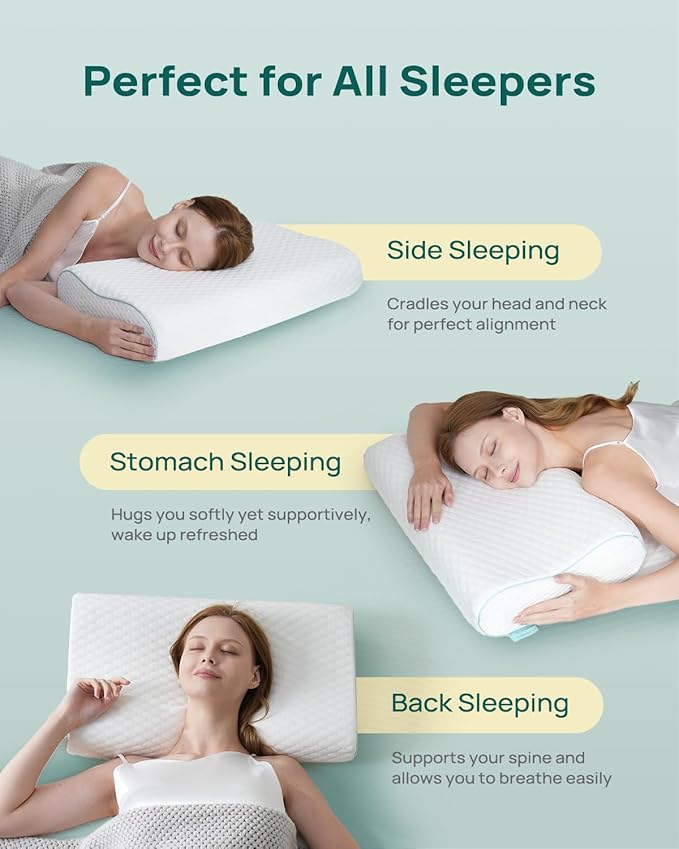 Releep Ergonomic Memory Foam Pillow - Orthopedic Cervical Support Pillow for Neck & Shoulder Pain Relief, Adjustable Contour Pillow for All Sleeping Positions,King Size