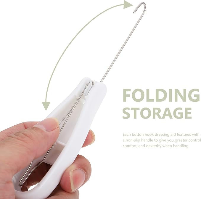 Wakauto Button Hook Dressing Aid Tool with Zipper Puller, One-Hand Button Hook for Seniors and Arthritis, Manual Fast Buttoning and Zipper Assistance Device for Daily Living