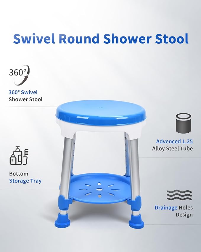 Sangohe Shower Chair for Inside Shower, 360 Swivel Shower Stool, Height Adjustable Shower Stool for Elderly and Disabled, 400 lbs Heavy Duty Shower Seat for Seniors, 797E