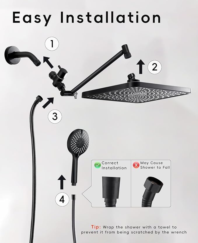 Starry Sky 12.2" Rain Shower Head with Handheld Spray Combo, High Pressure Rainfall Shower Head, Height Adjustable Dual Shower Head, Luxury Waterfall Showerhead Bathroom | Air-in Tech