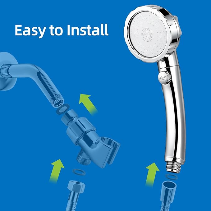 High Pressure Handheld Shower Head with ON/OFF Pause Switch 3 Spray Modes Water Saving High Pressure Shower Heads,Detachable Showerhead Equipped