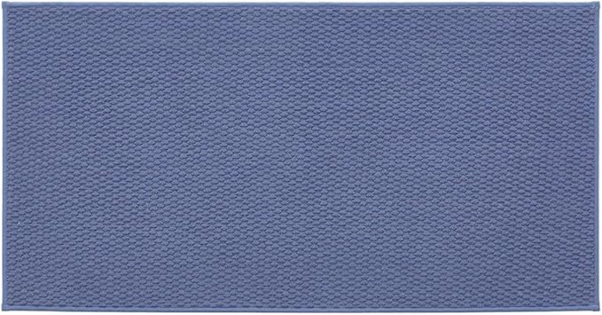 TYUU Bathroom Rugs Non Slip Washable, Super Absorbent Thin Bath Mat Quick Dry Low Pile Bathroom Rug, Denim Blue 20"x48"