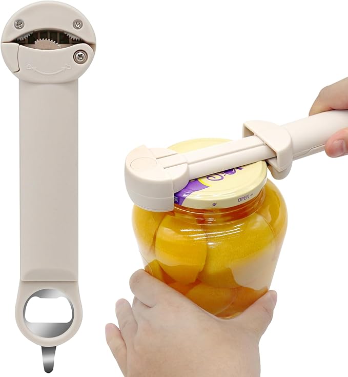 Multifunctional Retractable Bottle Opener Multi 6 in 1, Adjustable Jar Opener, Kitchen Wine Opener Gadgets(Black)