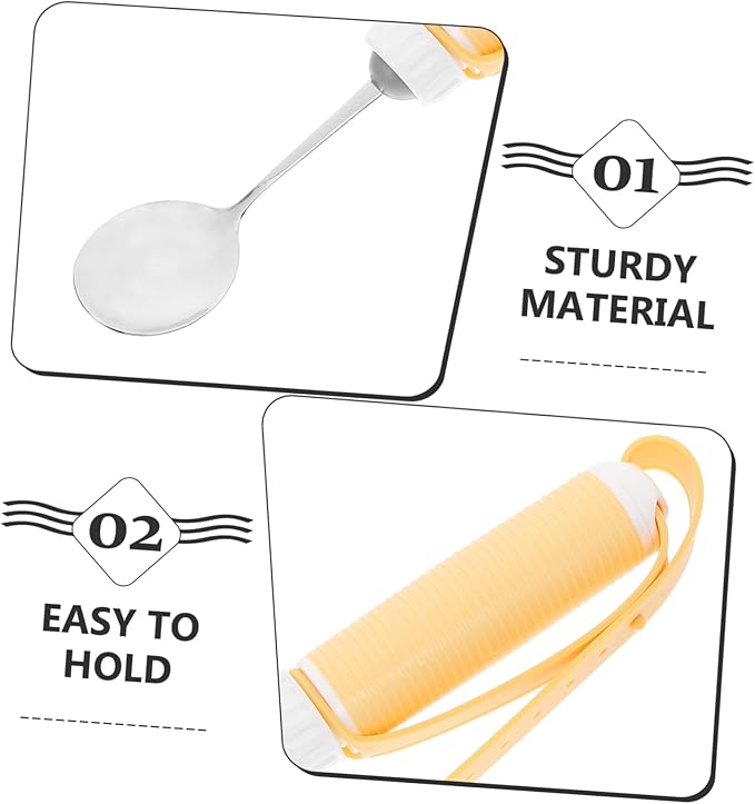 Anti-Shaking Spoon for Seniors Adaptive Non-Slip Utensil with Swivel Design Ergonomic Stainless Steel Fork for Weak Hands Adjustable Dining Aid