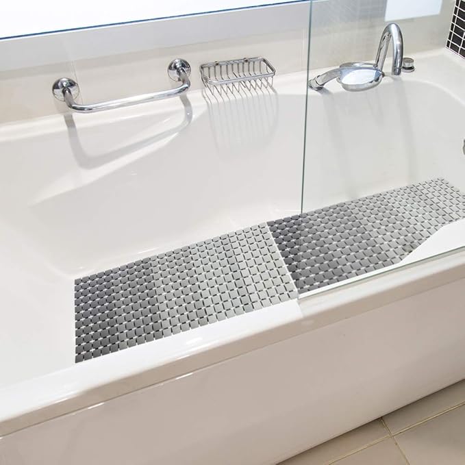 BEMISO Shower Mat Non Slip Bathtub Mat with Suction Cups and Drain Holes Bath mat for tub 33.4 x 15.7 Inch Large Size