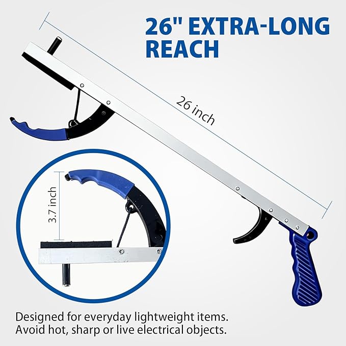 Blue Jay 26" Reacher Grabber Tool for Seniors - Lightweight Trash Picker Upper & Pick Up Stick with Magnetic Tip - Long Reach Mobility Aid for Wheelchair & Surgery Recovery