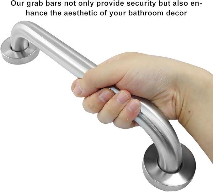 2 Pack Silver Safety Grab Bar, Stainless Steel Bathroom Grab Bar Shower Bath Handle, Handicap Hand-Rail Support for Bathroom Bathtub Toilet for Elderly Seniors