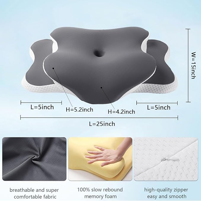 Ergo Pillow for Sleep Apnea, Neck Pain, and Snoring Relief | Cervical Neck Pillow for Side Sleepers | Orthopedic Memory Foam with Ergonomic Support