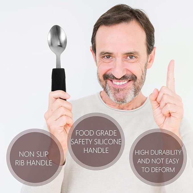 Healifty Anti-Shake Adaptive Utensils Set 3-Piece Weighted Stainless Steel Fork Knife Spoon Tableware for Elderly with Hand Tremors and Weak Grip