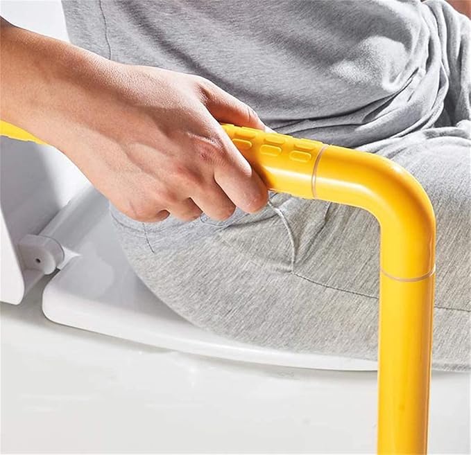 Floor-Standing Toilet Rails, Stainless Steel Frame Support Grab Bar, Home Bathroom Handicap Nylon Non-Slip Handle, Shower Balance Bar Assist Grip (Color : Yellow, Size : 54x72cm)