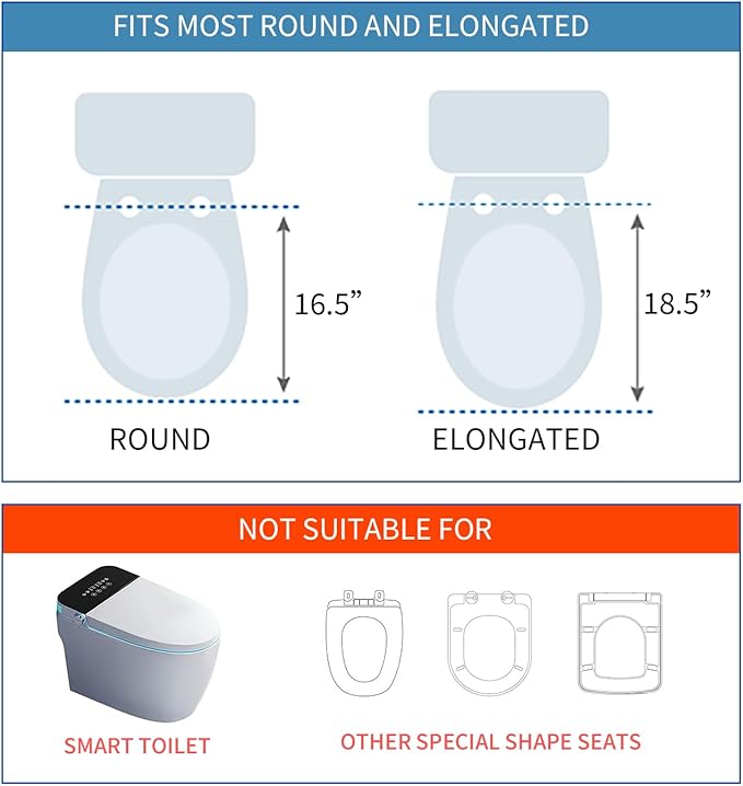 Toilet Seat Cushion Toilet Seat Riser with 2-inch High-Density Foam Performance Microfiber Fabric-Suitable for Standard,Elongated Toilets Bedside Commode(Blue)
