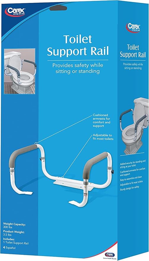 Carex Toilet Safety Frame - Toilet's Safety Rails with Adjustable Width - Toilet Rails for Elderly, Handicap, Home Health Care Equipment After Surgery, Supports 300lbs (Pack of 2)