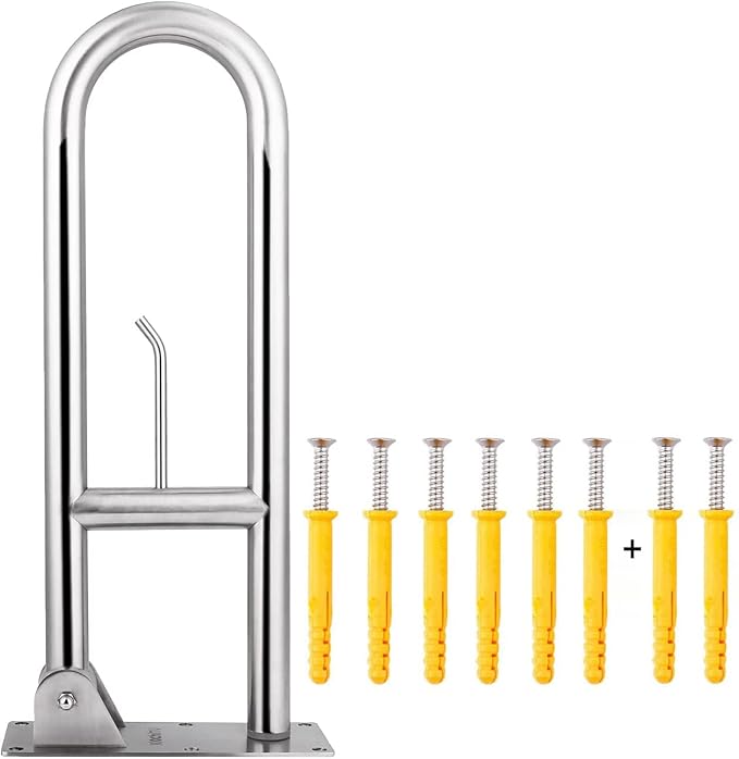 29.5 INCH Stainless Toilet Safety Rails,Disabled Flip-Up Bathroom Grab Bar with Paper Holder,Toilet Handrails Hand Grips Handle Shower Assist Aid, WochiTV Handicap Grab Bars for Elderly