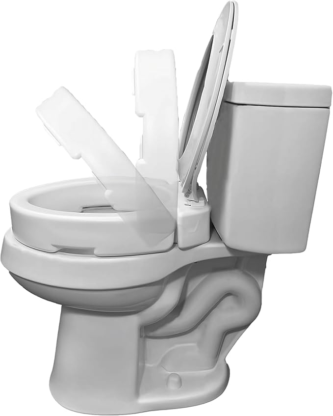 Carex Health Brands Hinged Elongated Toilet Seat Riser, Adds 3.5 Inches of Height to Toilet, 300 Pound Weight Capacity, Raised Toilet Seat, White (FGB32100 0000)