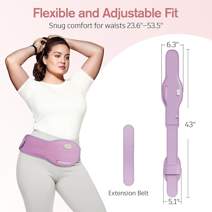 Comfytemp Portable Belly and Back Heating Pad for Period Soothing, FSA Eligible HSA Cordless Dual-Zone Menstrual Heating Pad Wearable Belt for Abdomen Waist Wireless, 3 Timer&Heat, Girl Women Daughter