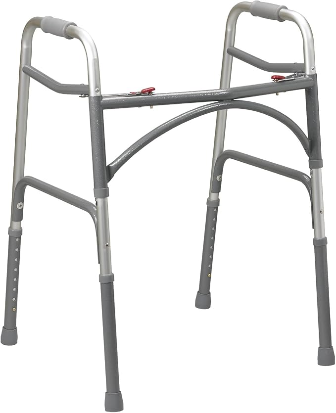 Drive Medical 10220-1 Aluminum Bariatric Walker with Two Buttons, Gray