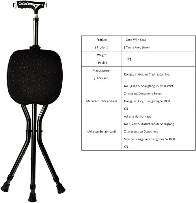 Yayayo Hold 440 lbs Folding Canes with Seat Walking Stick Height Adjustment Cane Seat Capacity Frosted Handle with Magnetic Therapy Stone Crutches Stool