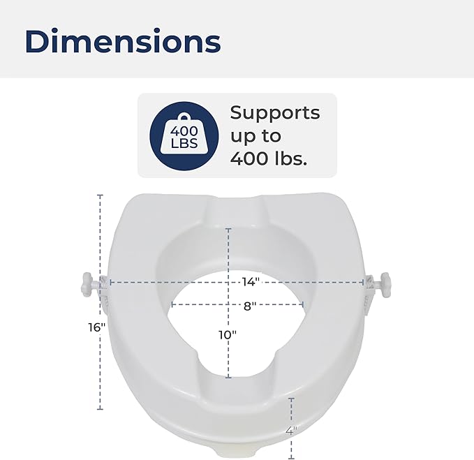 Drive Medical Raised Toilet Seat with Lock, Standard Seat, 4"