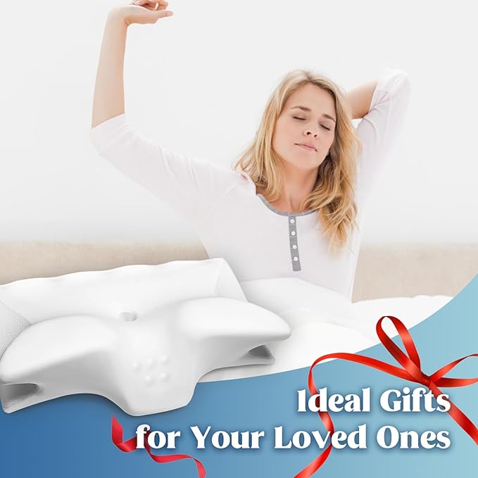 Cervical Pillow for Neck Pain Relief, Cooling Contour Memory Foam Pillows Support Odorless Ergonomic Neck Pillow Adjustable Orthopedic Bed Pillow for Side Back Stomach Sleeper,White