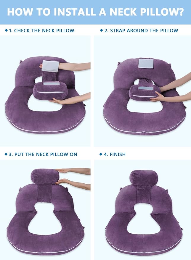 INSEN Reading Pillow, Back Pillow for Sitting in Bed and Couch, Gaming Pillow for Adults, Sit Up Support for Bed, Purple