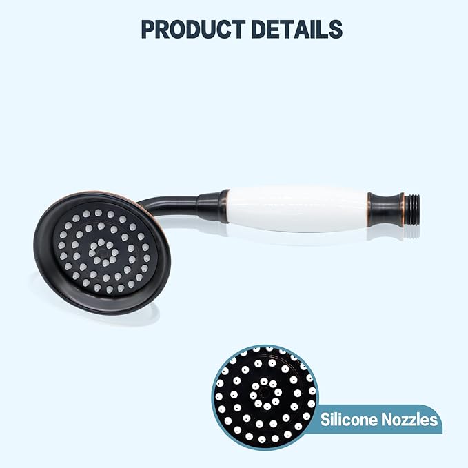 ENGA Vintage Hand-held Shower Rain Sprayer Telephone Shaped Ceramic Shower Head with 59 Inch Hose for Bathroom (Oil Rubbed Bronze)
