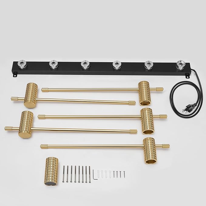 Towel Warmer Rack, Gold 5-Bar Aluminum Alloy, Heated Towel Rack for Bathroom, Hidden wiring/Support Hardwired Heated Towel Rail, With Timer and Temperature Adjustment, Overheat Protection Function